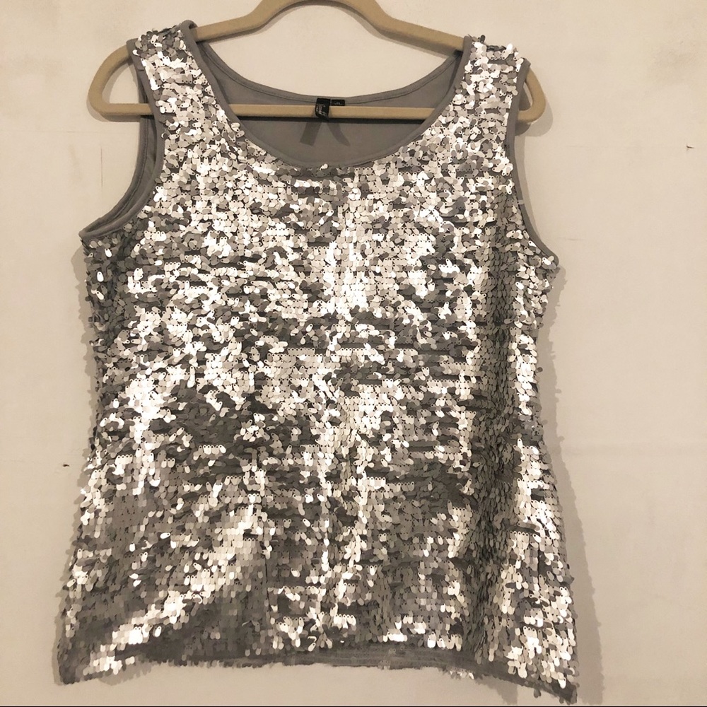 Silver sequins top